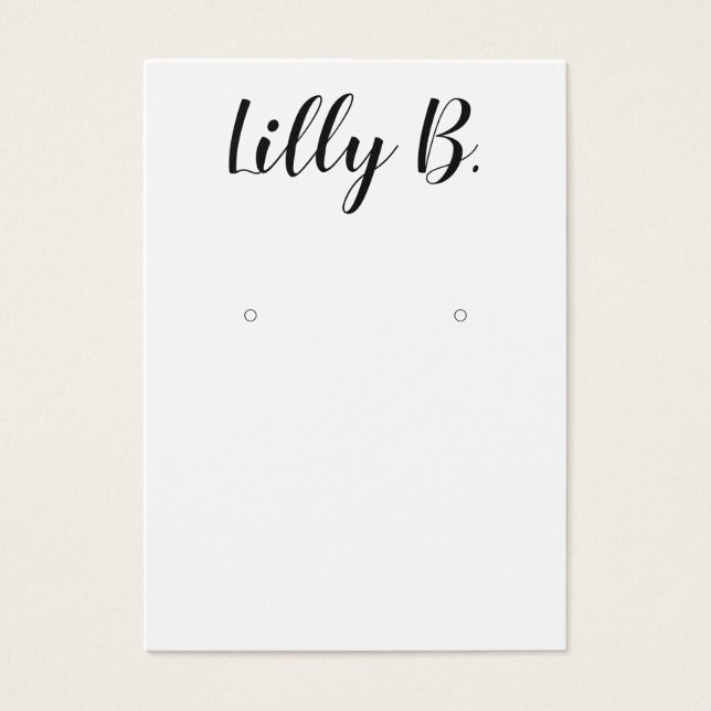 Script Calligraphy White Earring Display Card (Vorderseite)