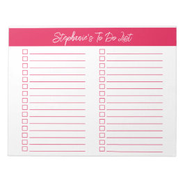 Script Cherry Red 8.5x11 Two Column Checklist Notizblock