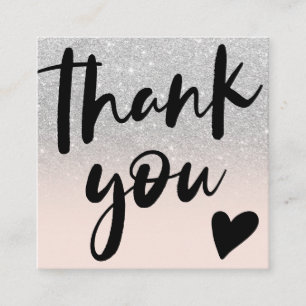 Script chic silber Glitzer ombre Ordnung danke Quadratische Visitenkarte