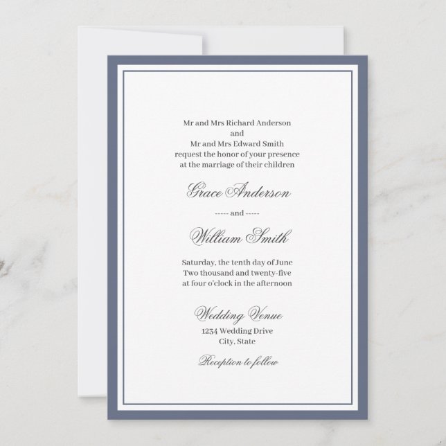Script classique Faire-part de mariage des deux pa (Devant)