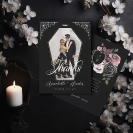 Script Coffin Foto Gothic Halloween Hochzeit Dankeskarte