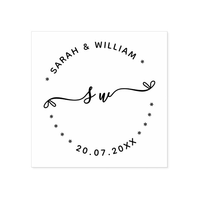 Script Couple Name initial Save the date Wedding Gummistempel (Prägung)