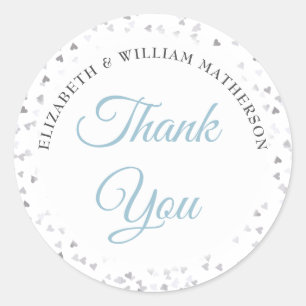 Script Dankeschön Liebe Hearts Confetti Runder Aufkleber