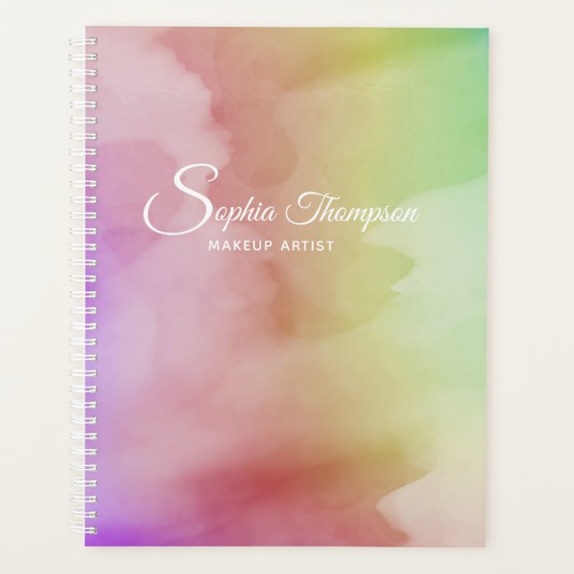 Script d'aquarelle moderne Rainbow Pastel - Planne (Devant)