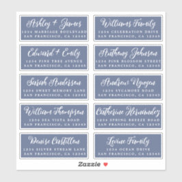 Script Dark Blue Wedding Guest Address Labels