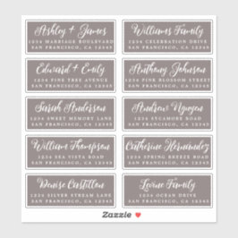 Script Dark Gray Wedding Guest Address Labels