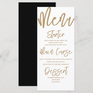 Script de calligraphie or moderne Menu Mariage