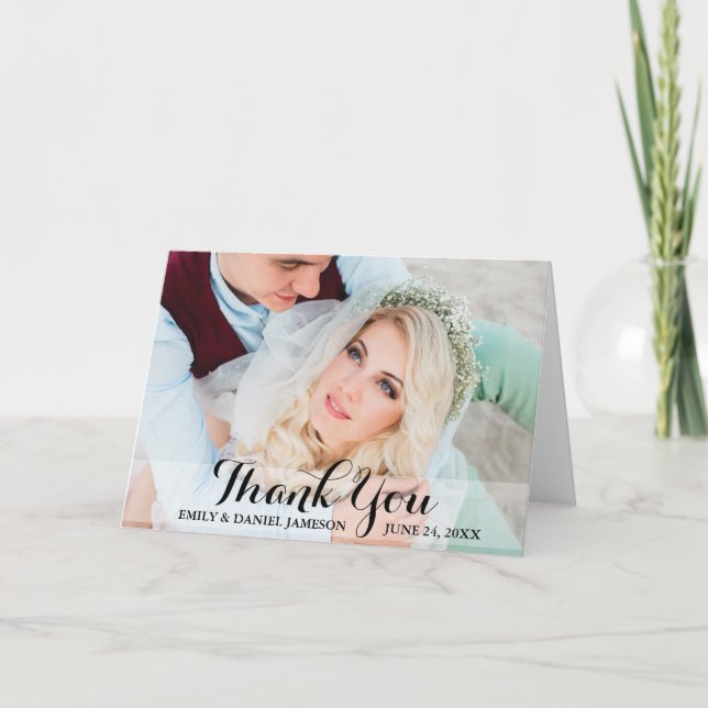 Script de carte pliable de photo de mariage Merci (Devant)