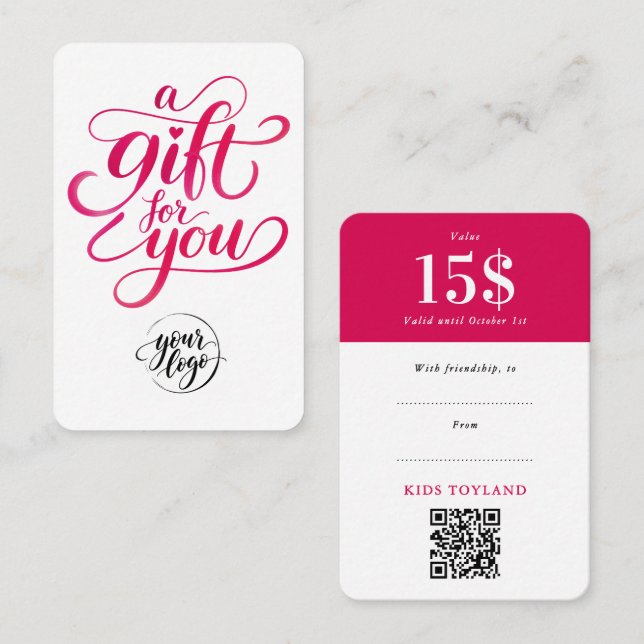 Script de code QR de bon de réduction de cadeau ro (Devant / Derrière)