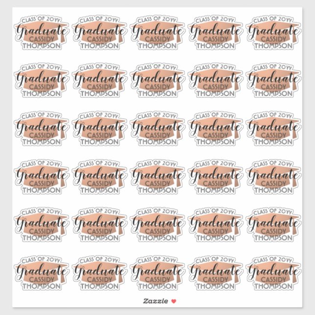 Script de graduation Cuivre moderne et Stickers no (Feuille)