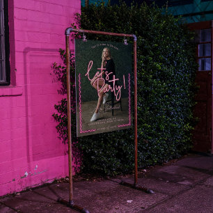 Script de lumière moderne rose Neon Wavy Photo de 