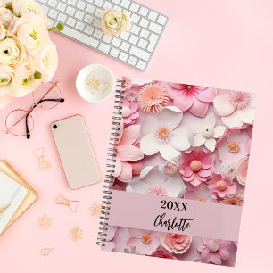 Script de nom de motif floral blanc rose 2025