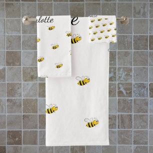 Script de nom monogramme blanc d'abeille mignonne