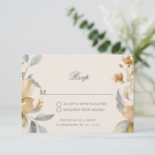 Script de RSVP de mariage Or Floral Rustique Natur