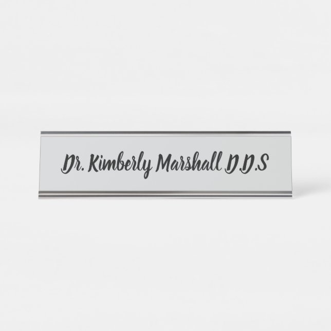 Script Dentist Gray Schreibtischnamensplakette (Vorderseite )