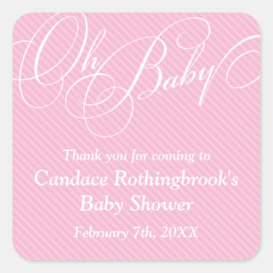 Script Diagonals in Blush-Baby-Duschkleber Quadratischer Aufkleber