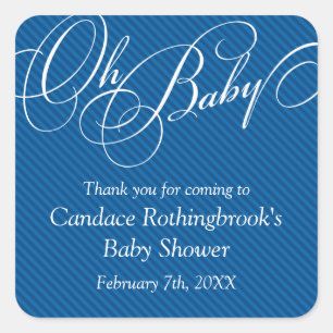 Script Diagonals in Cobalt Baby Shower Sticker