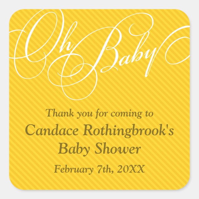 Script Diagonals in Gold Baby Shower Sticker (Vorderseite)