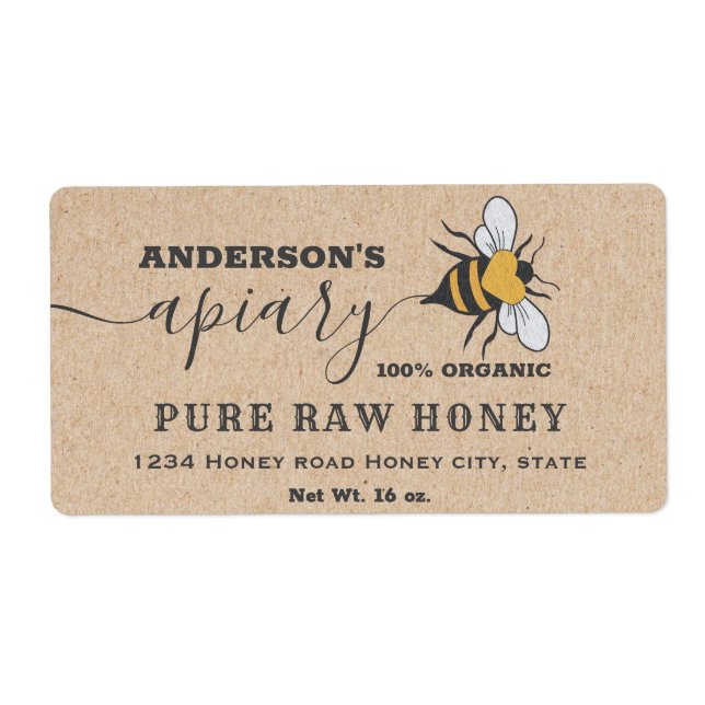 Script du logo Kraft Bee apiary étiquette de pot d (Devant)