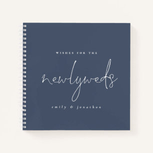 Script Dusty Blue Newlyweds Wedding Guest Book Notizbuch