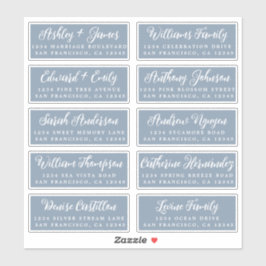 Script Dusty Blue Wedding Guest Address Labels
