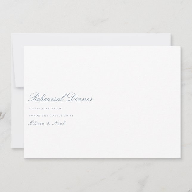 Script Dusty Blue & White Probe Dinner Card Dankeskarte (Vorderseite)