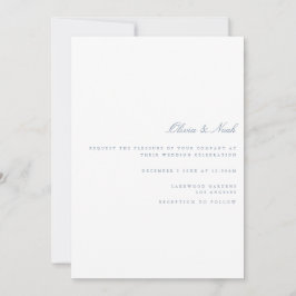 Script Dusty Blue & White Wedding Einladungskarte