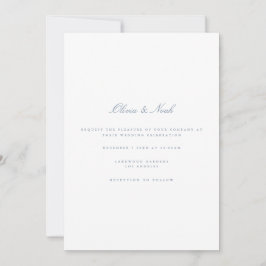 Script Dusty Blue & White Wedding Einladungskarte