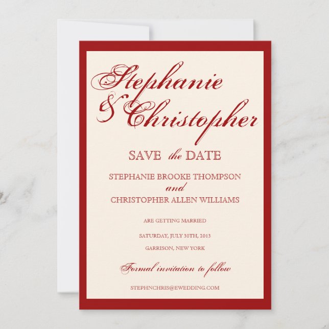 Script-Elegance Wedding Save the Date Announcement Einladung (Vorderseite)