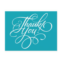 Script élégant Aqua Blue Carte de remerciements