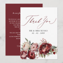 Script Elegant Burgundy Blush Floral Wedding