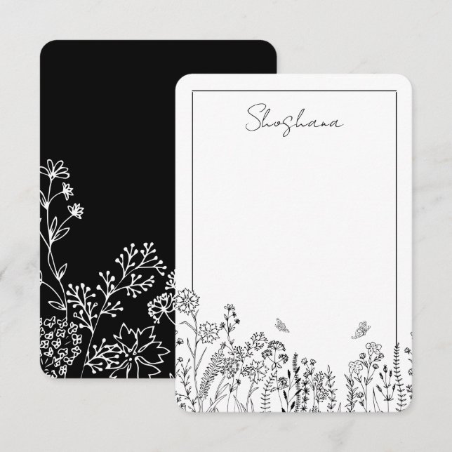 Script élégant Carte de remerciements croquis flor (Devant / Derrière)
