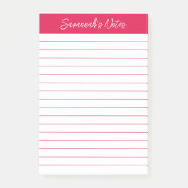 Script Elegant Cherry Red Lined Personalized Post-it Klebezettel