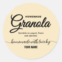 Script élégant crème étiquette de granola fait mai