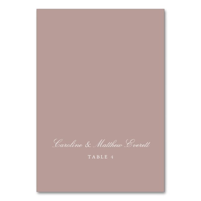 Script Elegant Custom Name Mauve Place Card Tischnummer (Vorderseite)