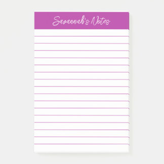 Script Elegant Dark Pink Lined Personalized Post-it Klebezettel