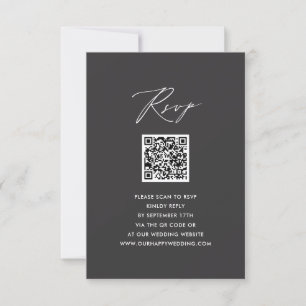 Script élégant Gris moderne Simple QR Wedding RSVP