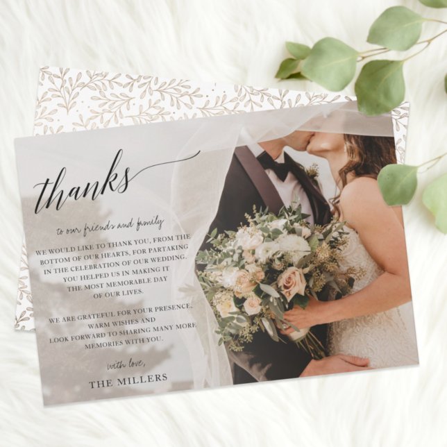 Script Elegant Handwritten Foto Wedding Th Dankeskarte (Von Creator hochgeladen)