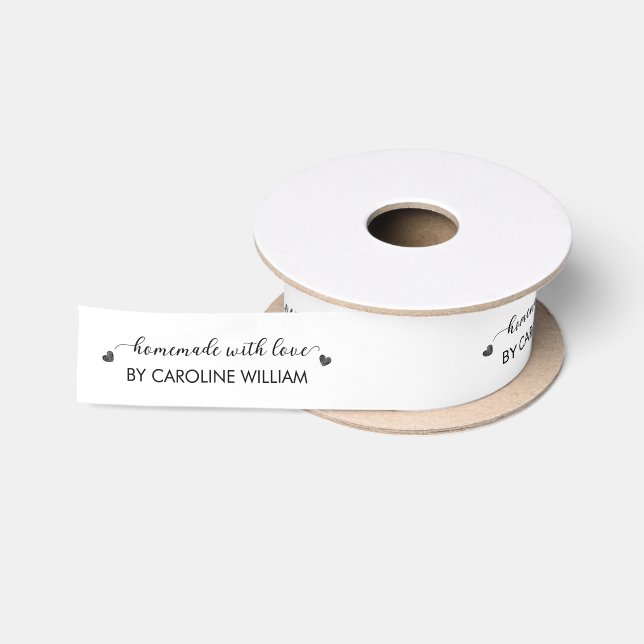Script Elegant Love Heart Handmade With Love Satinband (Spule)