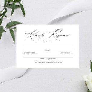Script élégant Mariage noir et blanc Simple RSVP