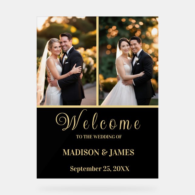 Script élégant moderne 2 Mariage photo Bienvenue (Recto)