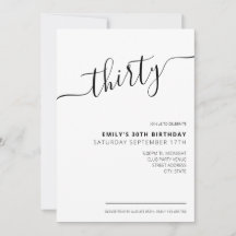 Script élégant moderne 30e anniversaire Invitation