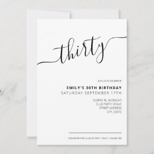 Script élégant moderne 30e anniversaire Invitation