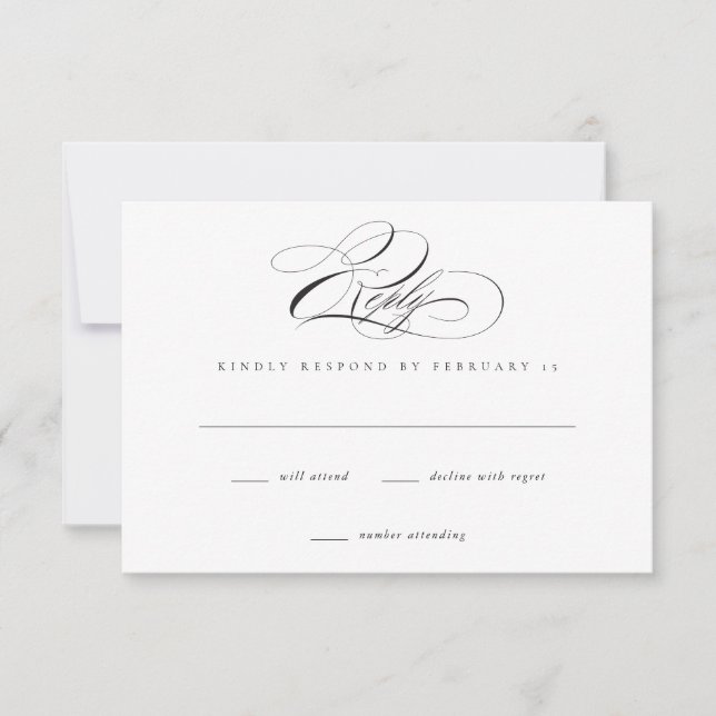 Script élégant moderne classique mariage carte RSV (Devant)