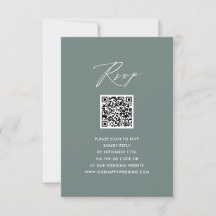 Script élégant moderne Sage Green QR Wedding RSVP