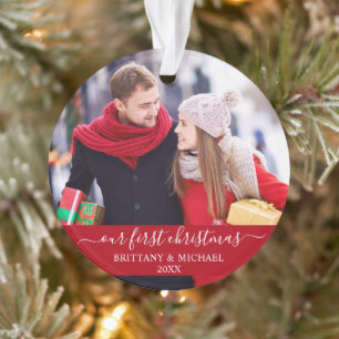 Script élégant Notre premier couple de Noël rouge