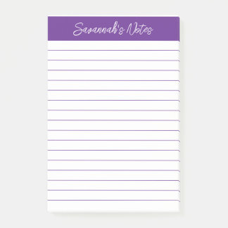 Script Elegant Purple Lined Personalized Post-it Klebezettel