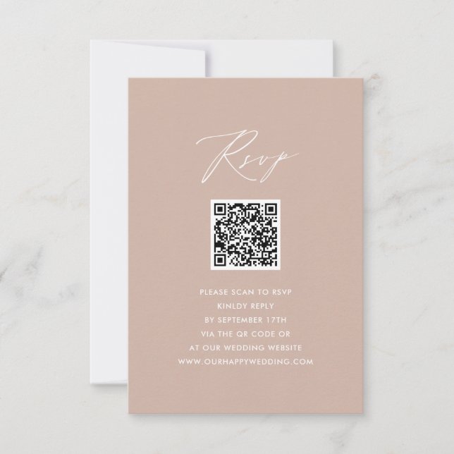 Script élégant rose vif Simple mariage QR RSVP (Devant)