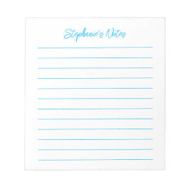  Script Elegant Sky Blue Lined Personalized Notizblock