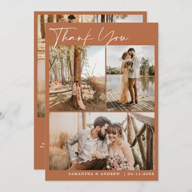 Script en terre cuite chic 6 photos mariage merci (Devant / Derrière)